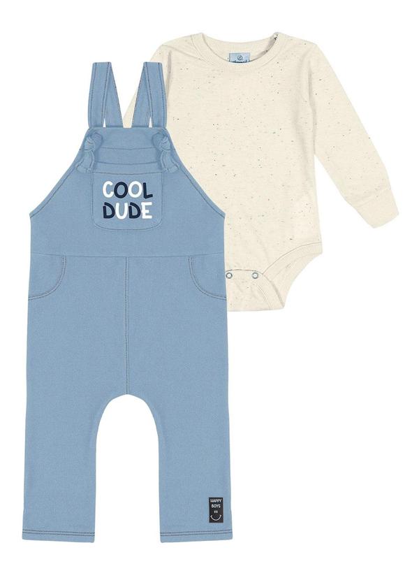 Vista 2 Conjunto Body e Jardineira Jeans Baby Bege Abrange Abrange