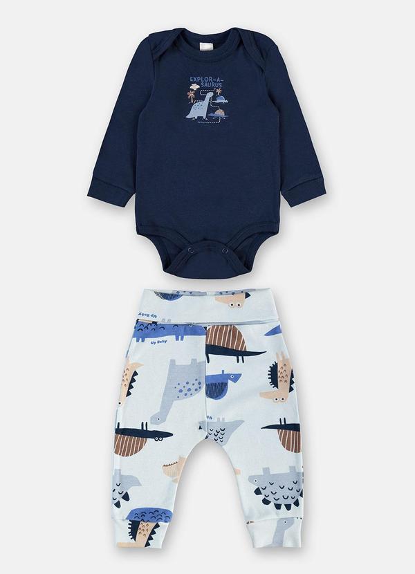 Conjunto Body Manga Longa Azul