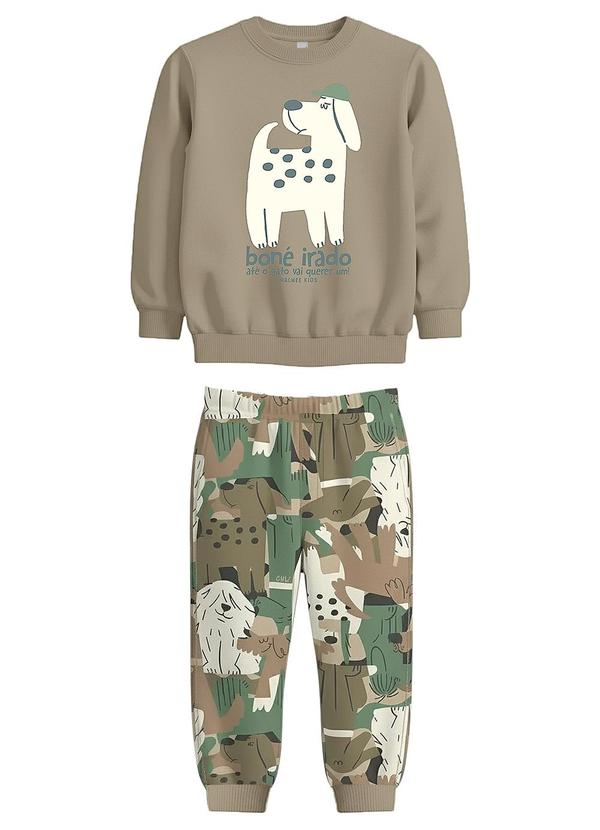 Conjunto Boné Irado em Moletom Flanelado Verde