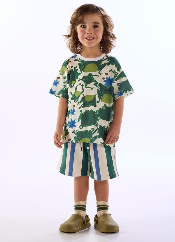 Conjunto Brejo Camiseta Bermuda Bege