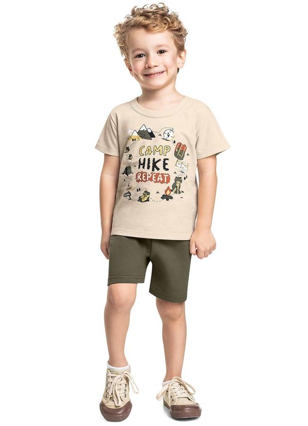 Conjunto Camiseta Camp & Hike Bege