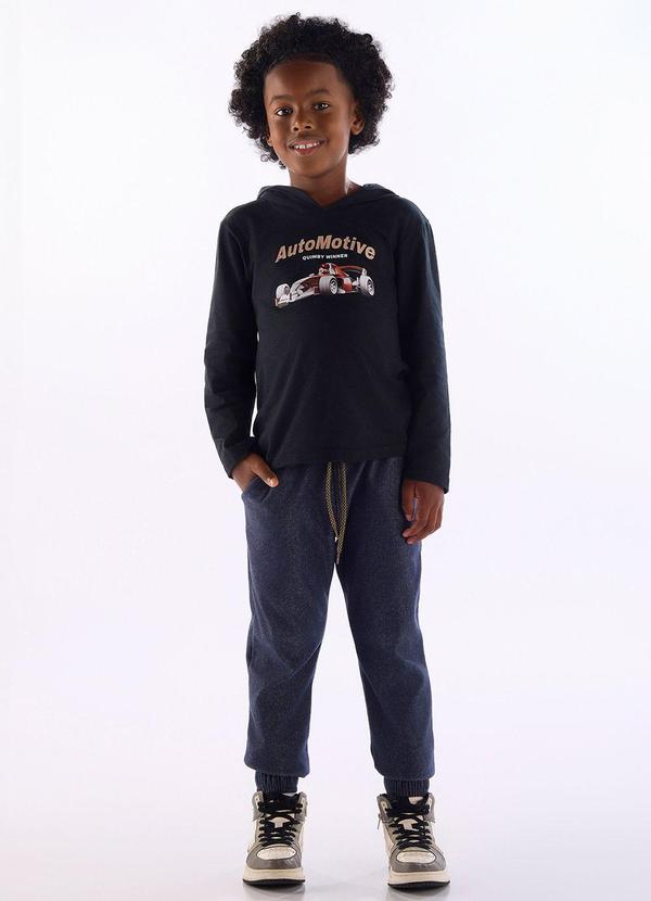 Conjunto Camiseta Capuz Calça Preto