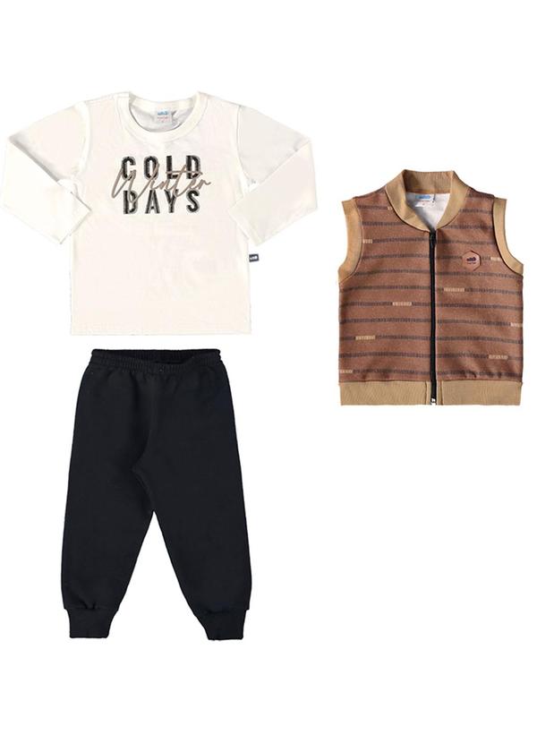 Conjunto Camiseta Colete e Calça Baby Marrom