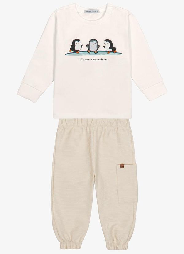 Conjunto Camiseta com Calça Masculino Bege