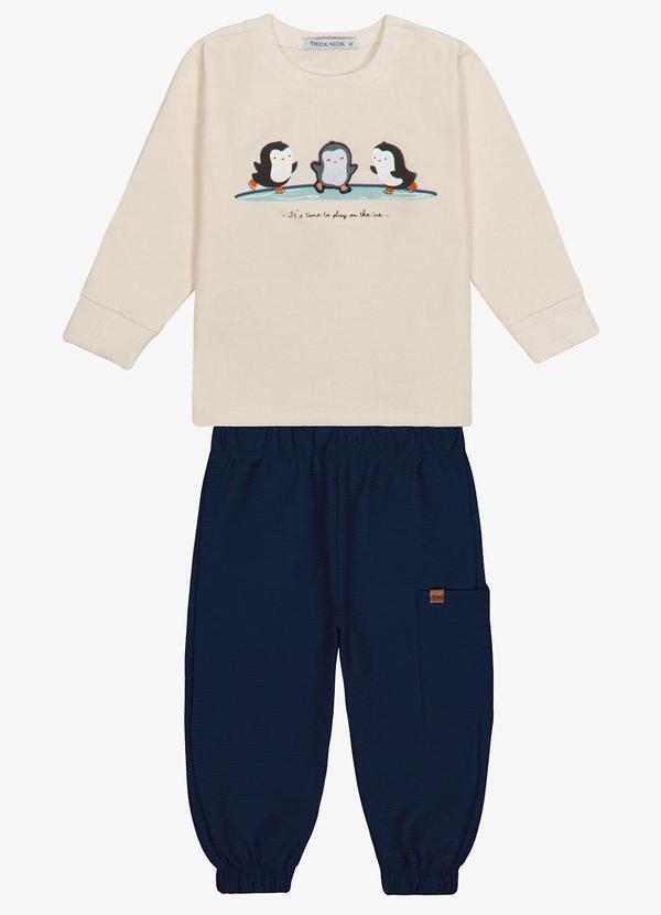 Conjunto Camiseta com Calça Masculino Bege