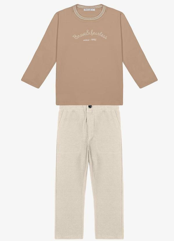 Conjunto Camiseta com Calça Masculino Marrom