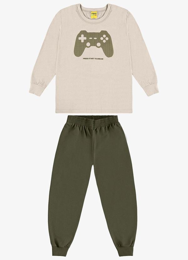 Conjunto Camiseta com Calça Meia Malha Bege