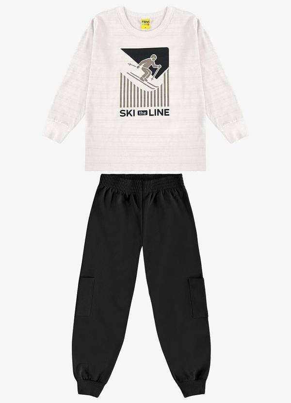 Conjunto Camiseta com Calça Meia Malha Bege