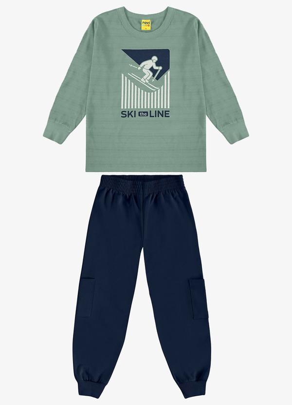 Conjunto Camiseta com Calça Meia Malha Verde