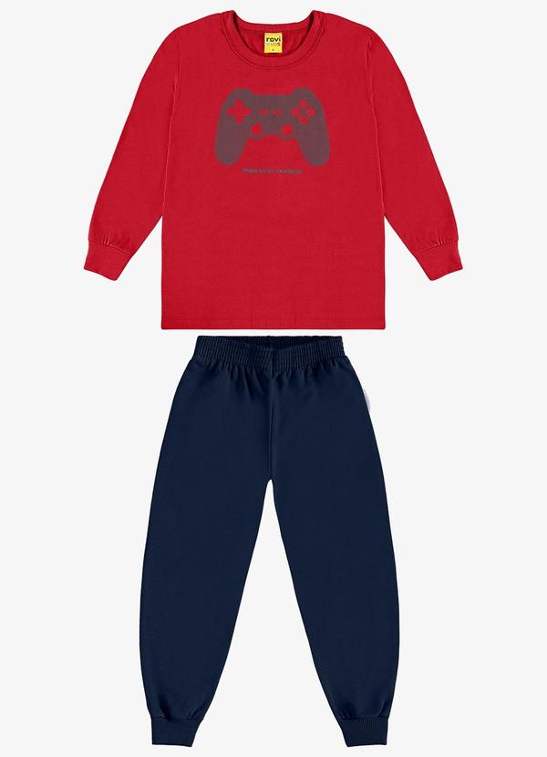 Conjunto Camiseta com Calça Meia Malha Vermelho