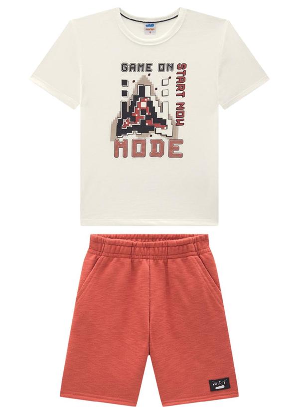 Vista 2 Conjunto Camiseta e Bermuda em Moletinho Bege Marlan Marlan