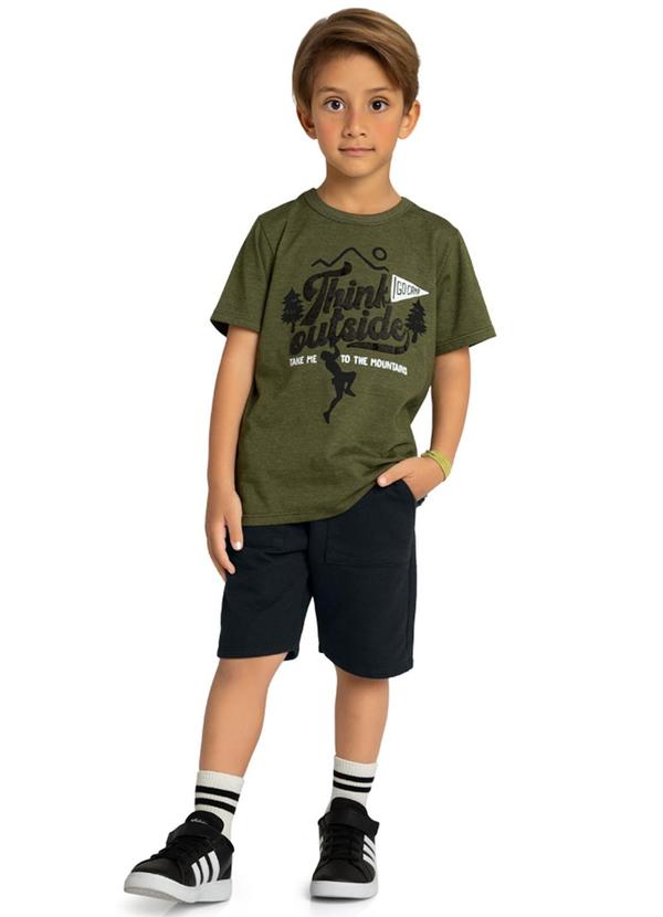 Vista 2 Conjunto Camiseta e Bermuda em Moletinho Verde Marlan Marlan
