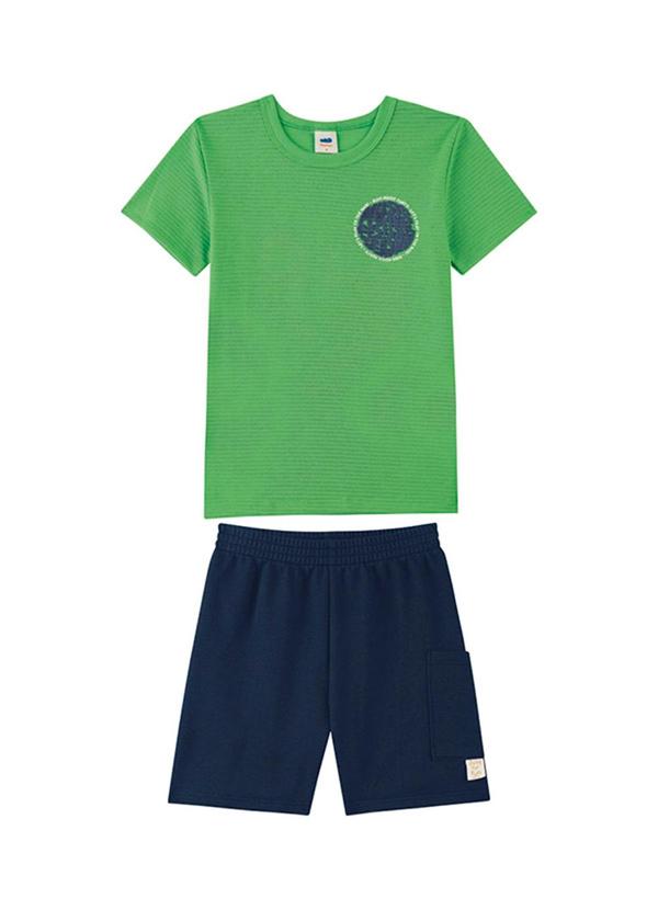 Conjunto Camiseta e Bermuda em Moletinho Verde