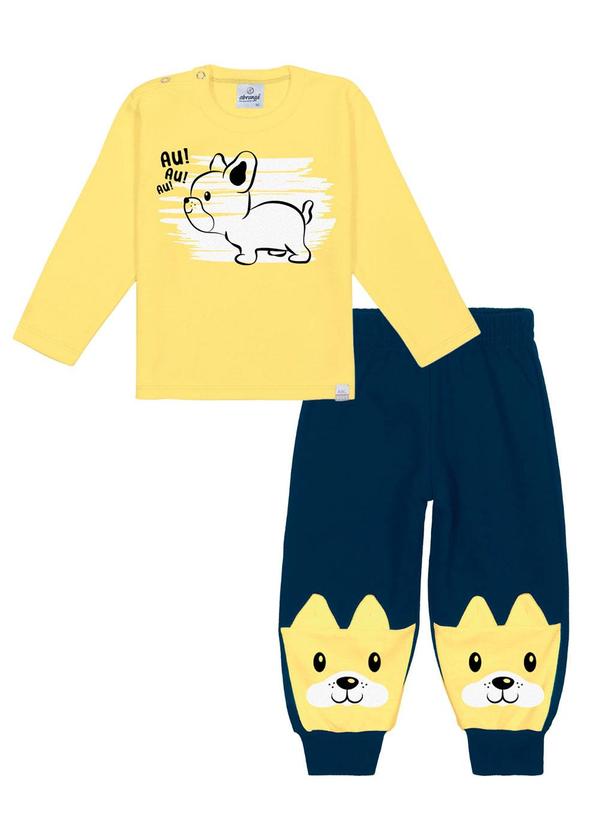 Conjunto Camiseta e Calça Dog Baby Amarelo