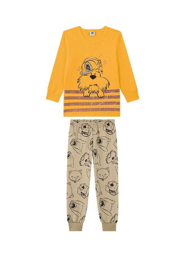 Conjunto Camiseta e Calça em Moletinho Amarelo