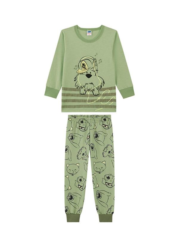 Conjunto Camiseta e Calça em Moletinho Verde