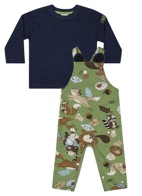 Conjunto Camiseta e Jardineira Bebê Verde