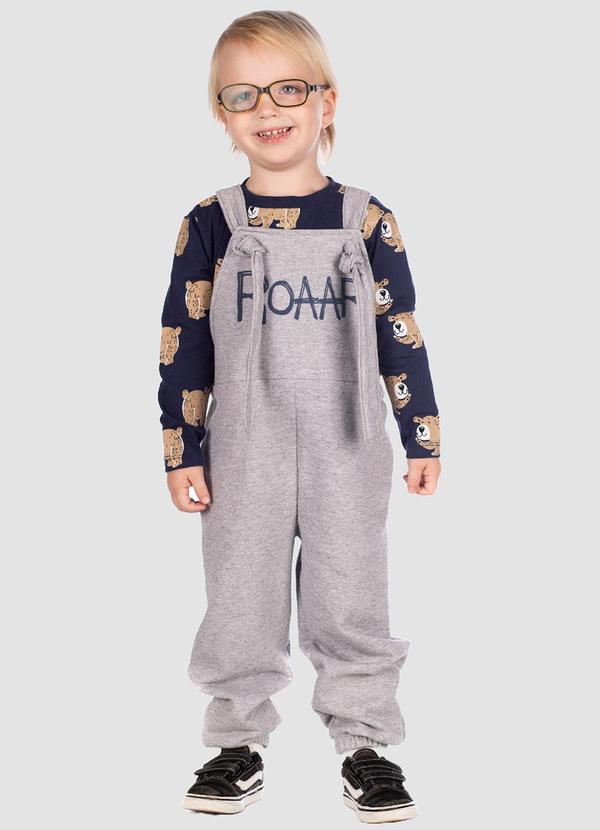 Vista 2 Conjunto Camiseta e Jardineira Cinza Turminha Turminha