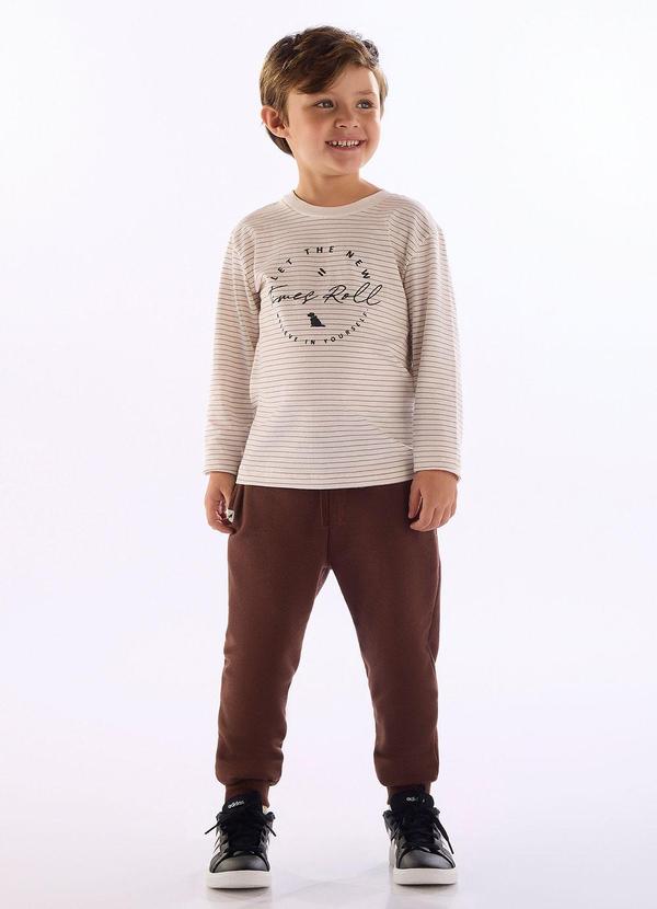 Conjunto Camiseta Listrada Calça Branco
