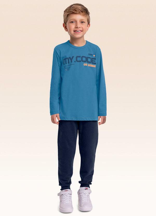 Conjunto Camiseta Manga Longa e Calça Azul