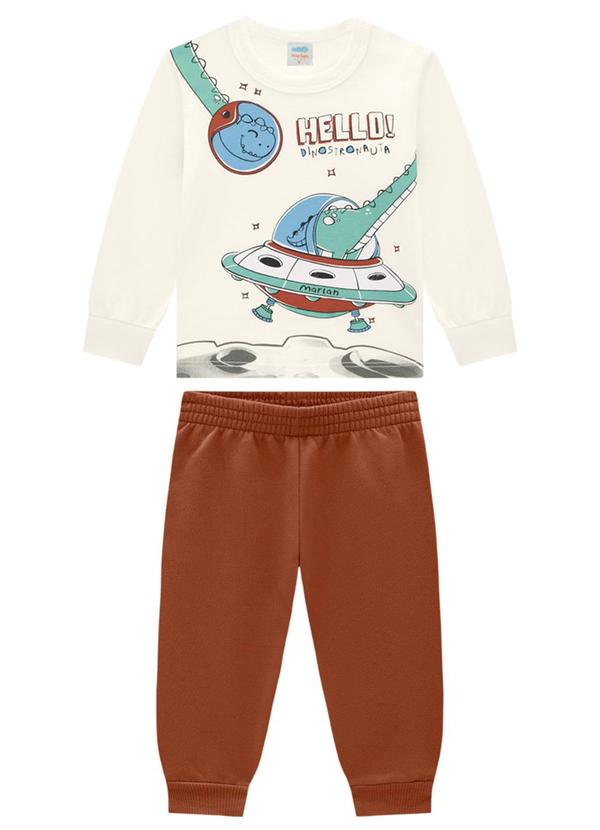Conjunto Camiseta Manga Longa e Calça Bege