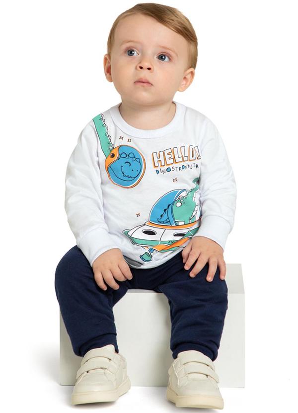 Conjunto Camiseta Manga Longa e Calça Branco