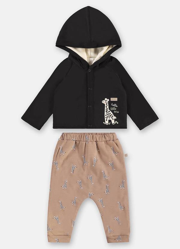 Vista 2 Conjunto Cardigan e Calça Bebê Preto Up Baby Up Baby