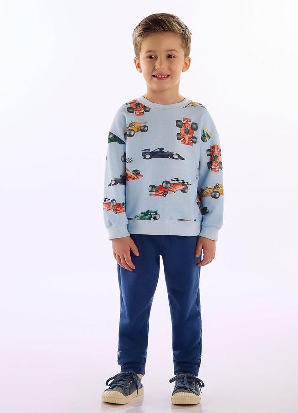 Conjunto Carros Blusão Calça Azul