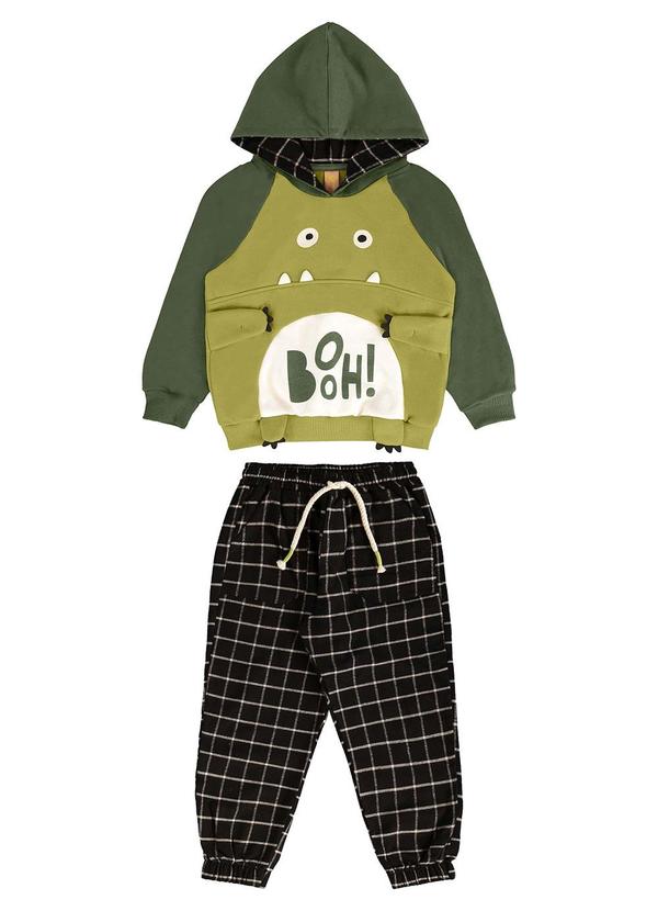 Vista 2 Conjunto com Blusão e Calça de Verde Três e Já Três e Já