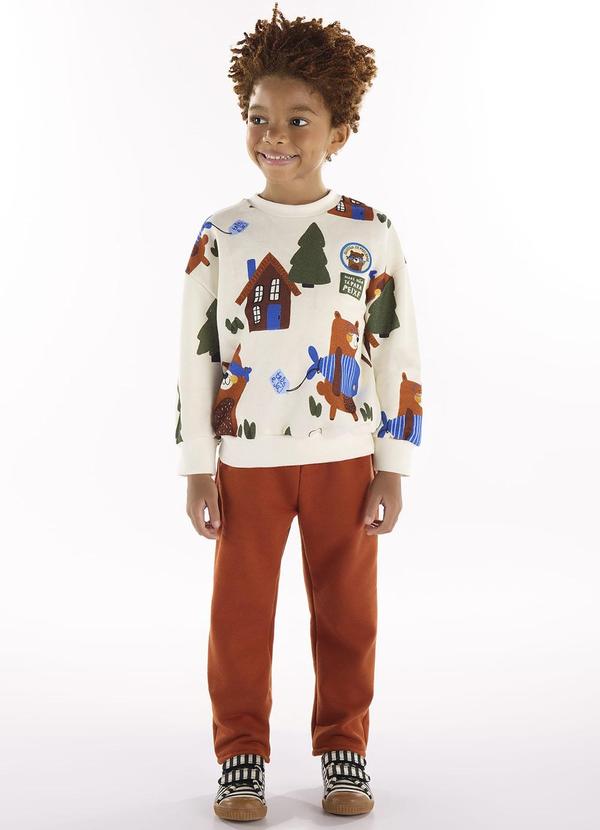 Vista 2 Conjunto com Blusão e Calça Marrom Três e Já Três e Já