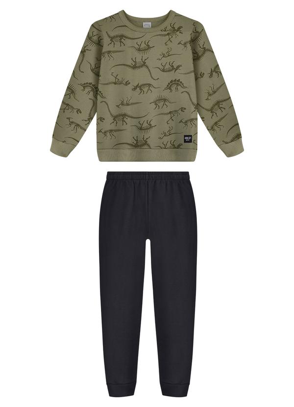 Conjunto com Calça e Blusão Estampado Verde