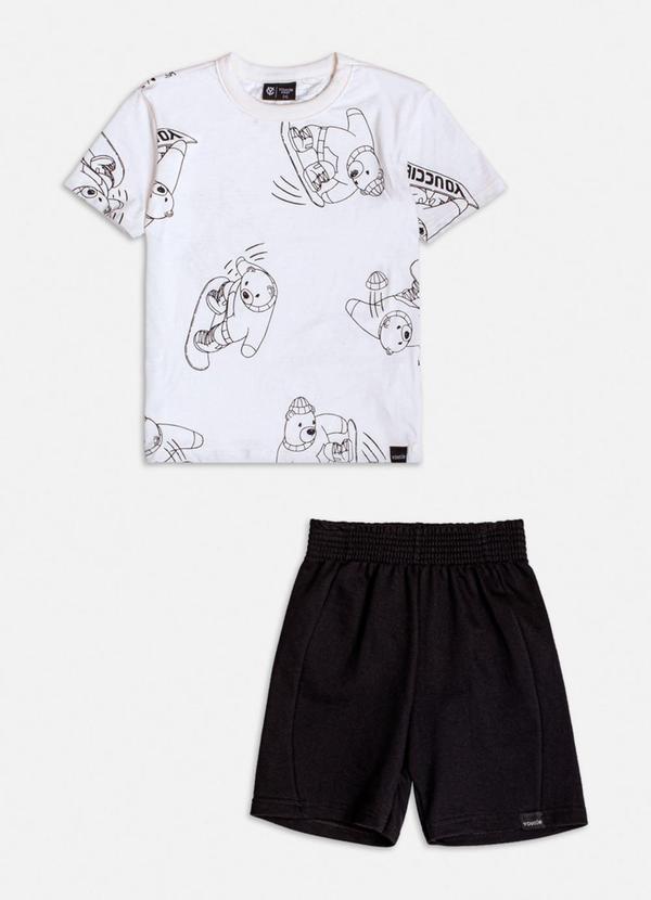 Conjunto com Estampa de Ursinhos Off White
