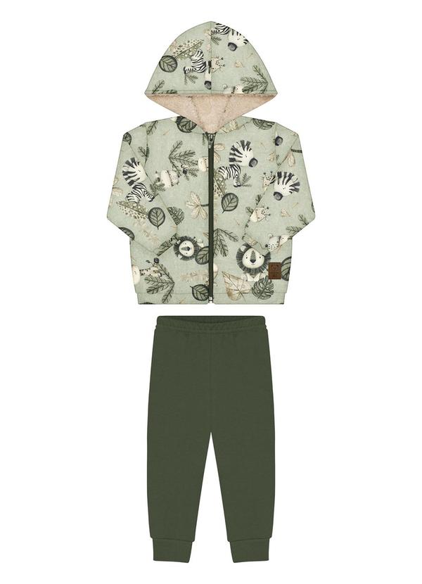 Conjunto com Jaqueta de Pelo Carneirinho Verde