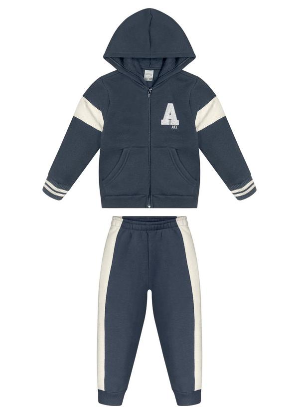 Conjunto com Jaqueta e Calça de Moletom Azul