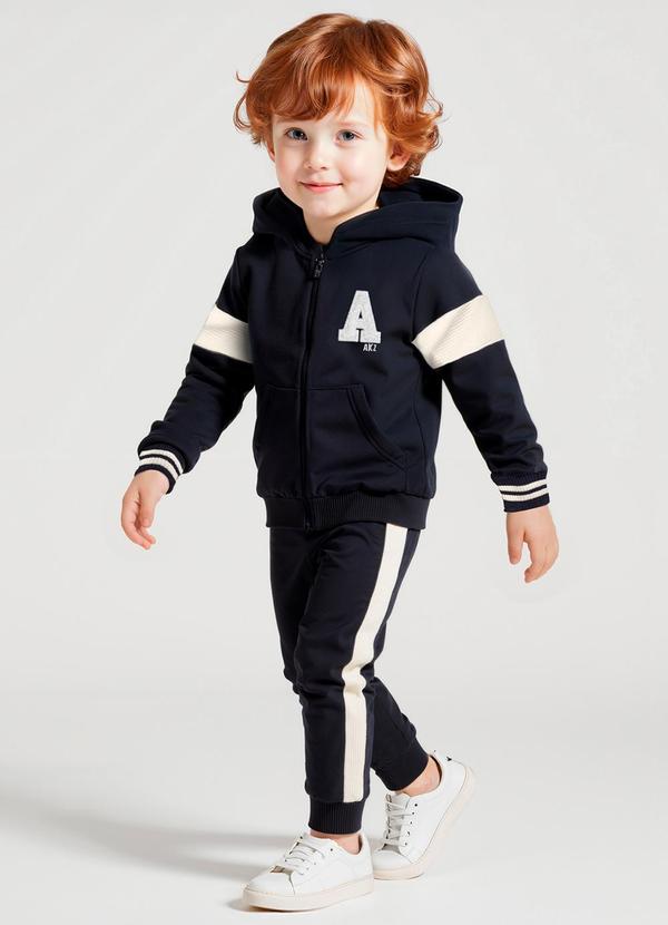 Conjunto com Jaqueta e Calça de Moletom Preto