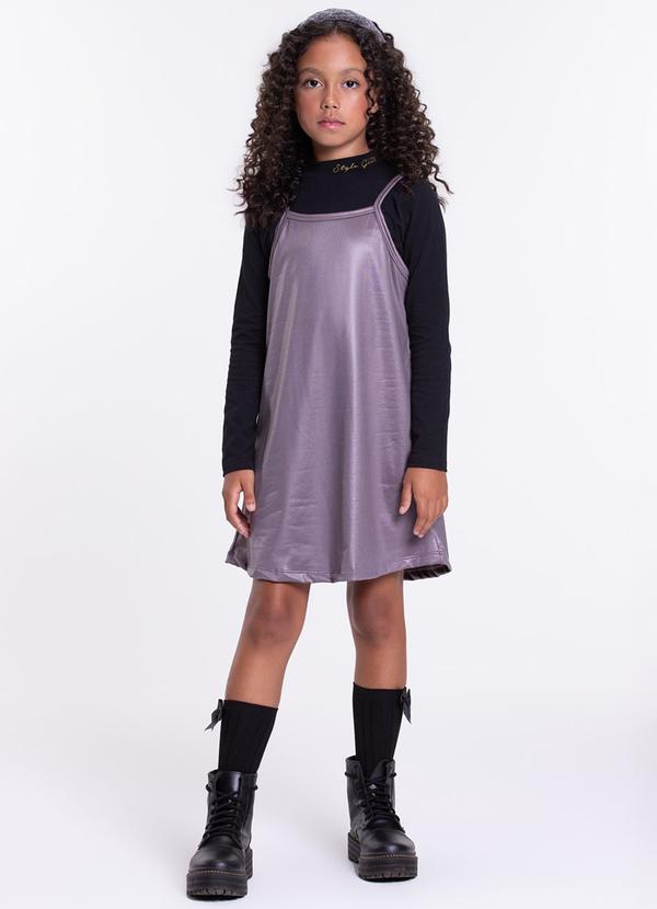 Vista 2 Conjunto Cropped e Vestido Infantil Chumbo VIDA COSTEIRA VIDA COSTEIRA