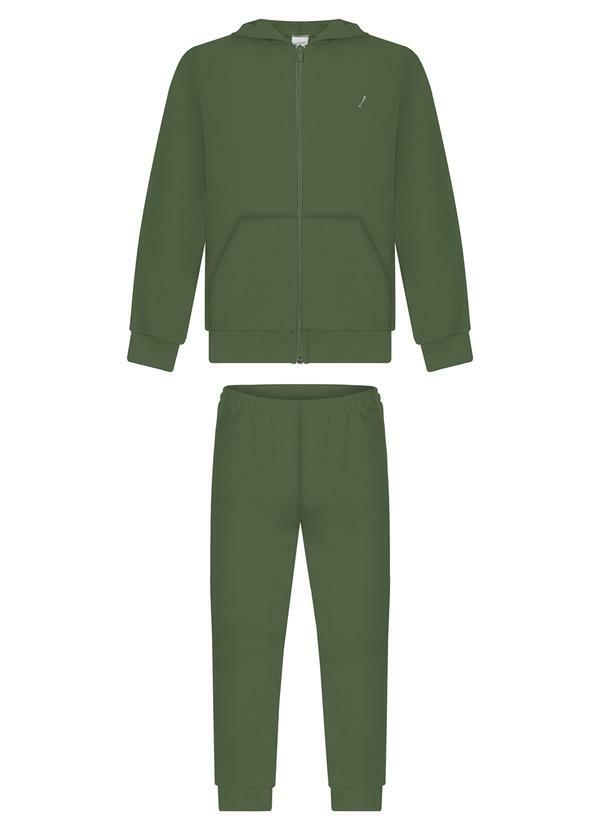 Conjunto de Moletom com Calça e Jaqueta Verde