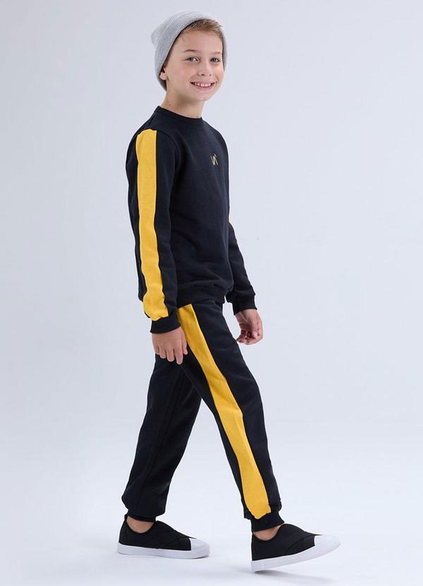 Conjunto de Moletom Faixas Laterais Preto