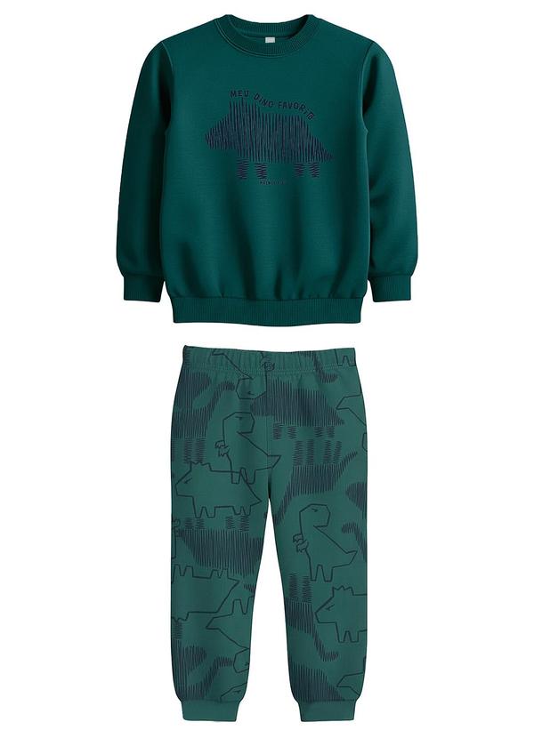 Conjunto Dino em Moletom Flanelado Verde