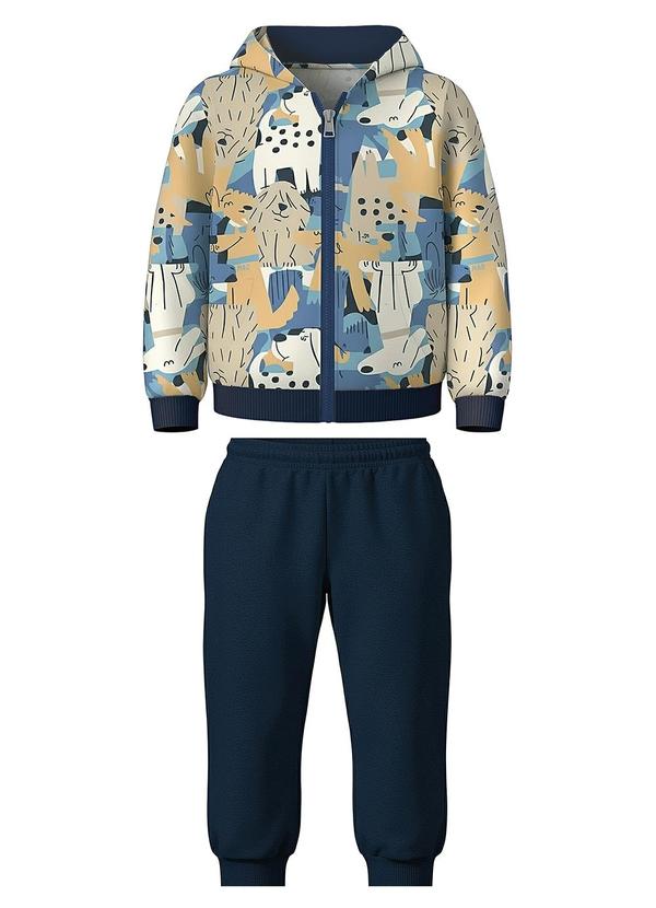 Conjunto em Moletom Cachorros Azul Marinho