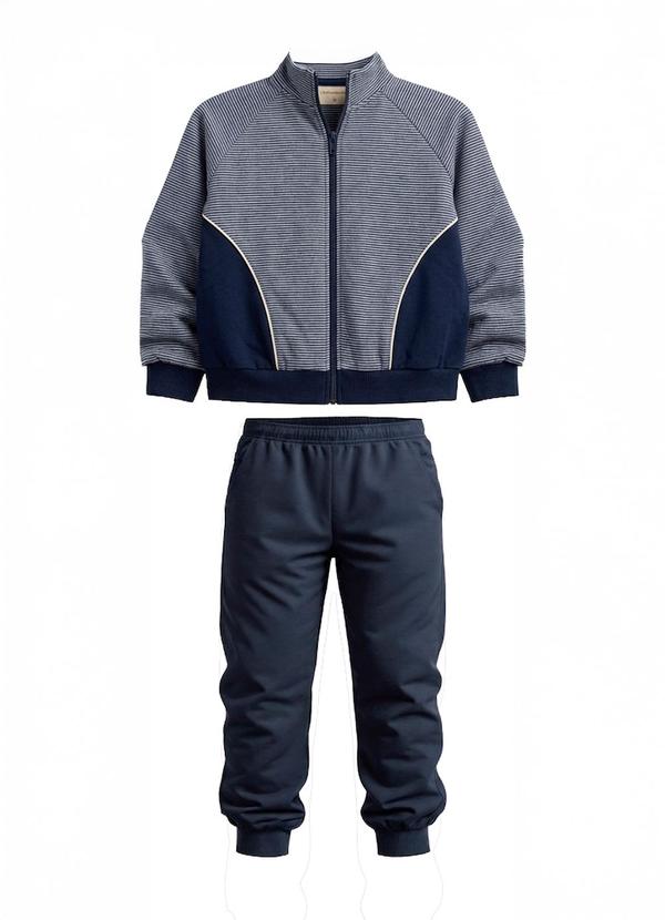 Conjunto em Moletom com Aplique Azul Marinho