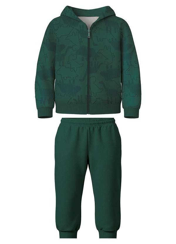 Conjunto em Moletom Dinossauro Verde Esmeralda
