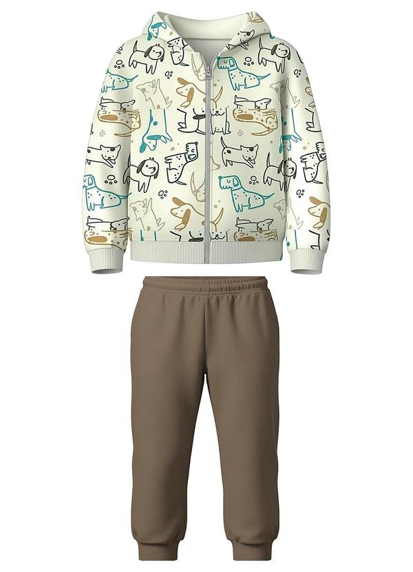 Conjunto em Moletom Mascotes Bege