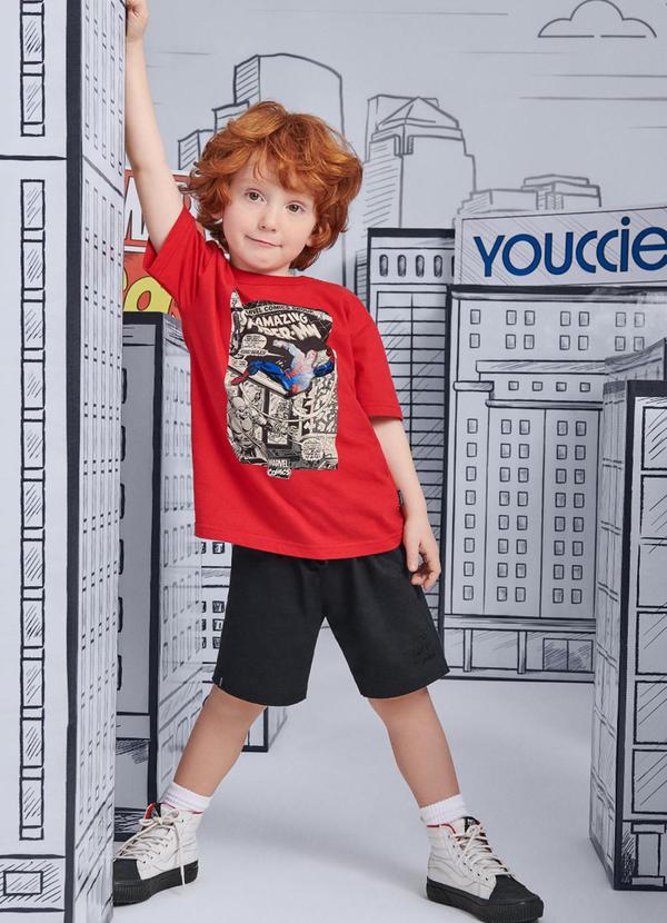 Conjunto Homem Aranha Camiseta e Bermuda Vermelho