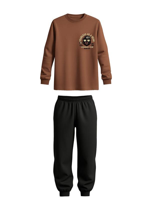 Conjunto Fearless as a Bear em Moletom Marrom
