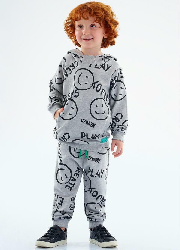 Conjunto Infantil Blusão e Calça Moletom Cinza