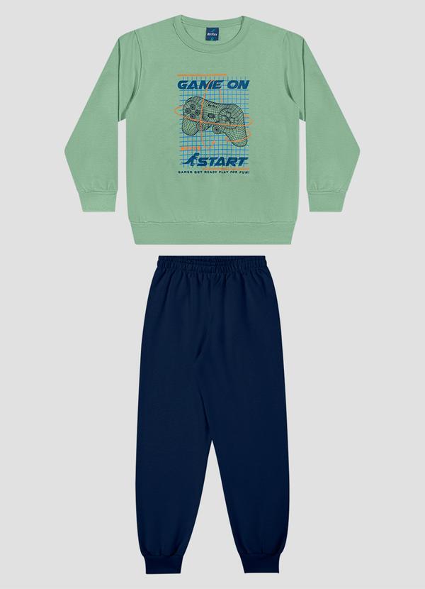 Conjunto Infantil Blusão Estampa Game e Calça Verde