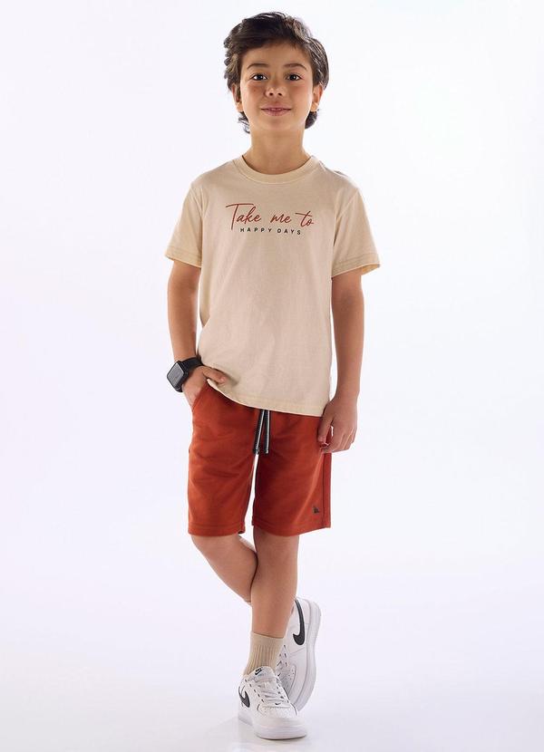 Conjunto Infantil Camiseta Bermuda Bege