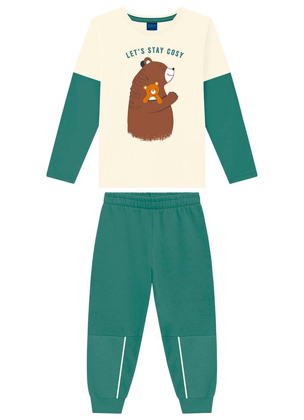 Vista 2 Conjunto Infantil Camiseta e Calça Moletom Bege Ddk Ddk