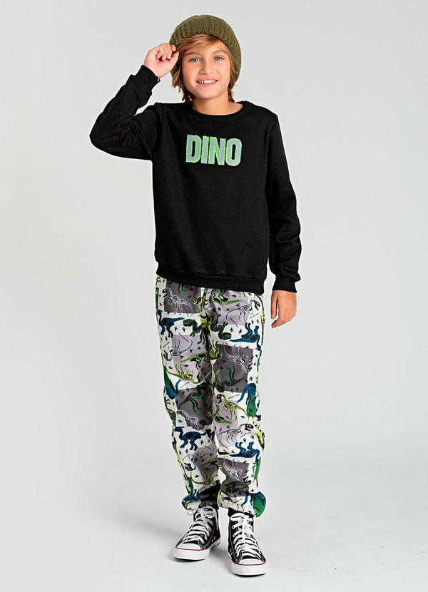Conjunto Infantil de Moletom Dino Preto